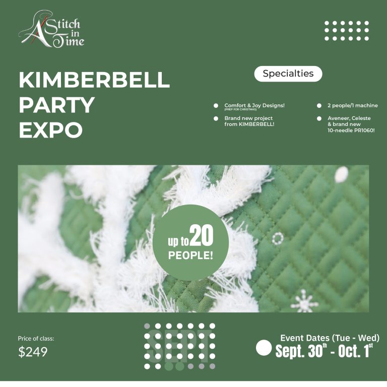 Embroidery class event in store using Brother embroidery machines multi-needle, projects