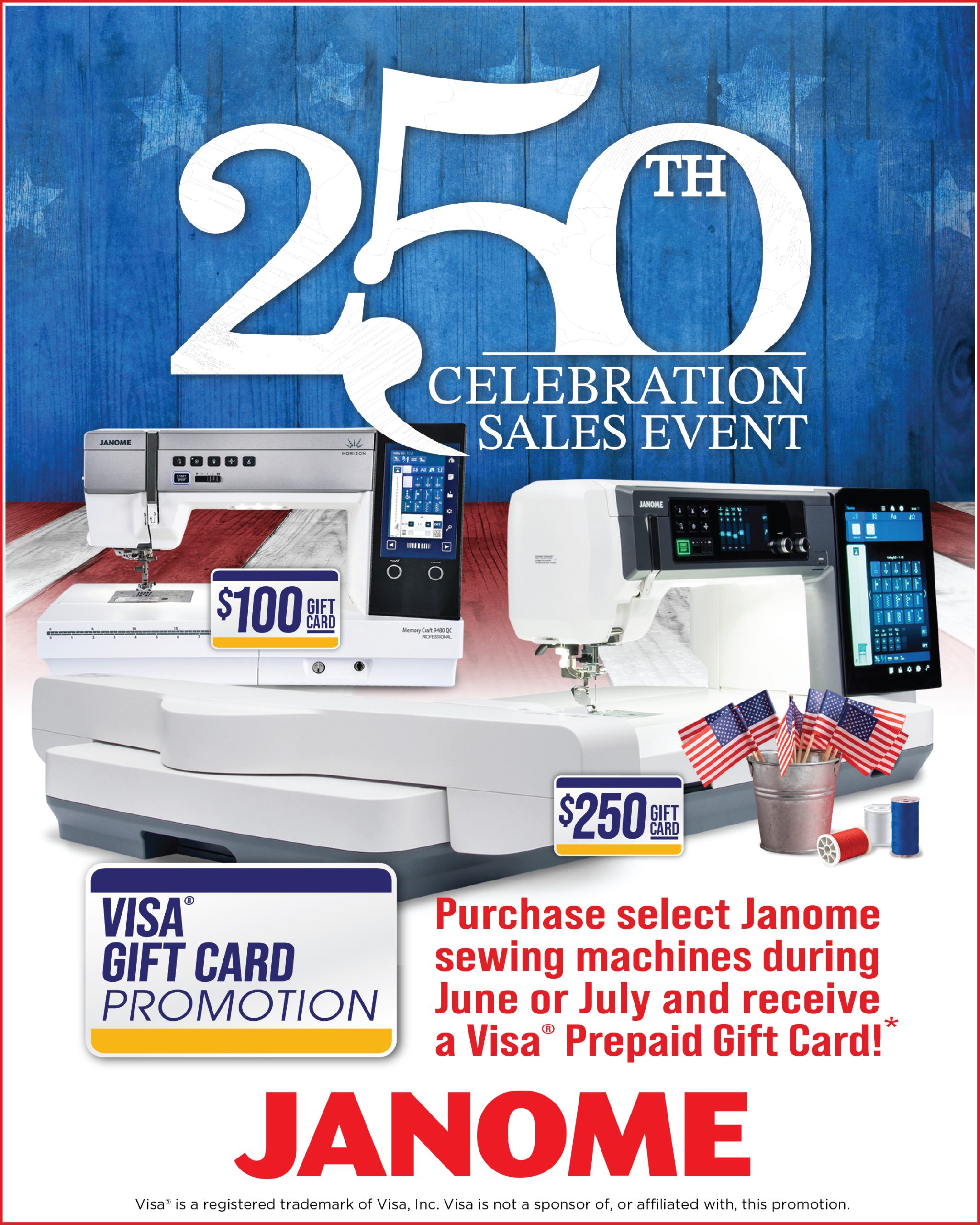 Janome 250th Celebration Sales Event: Exclusive limited-time discounts on select sewing, embroidery, and quilting machines at A Stitch in Time